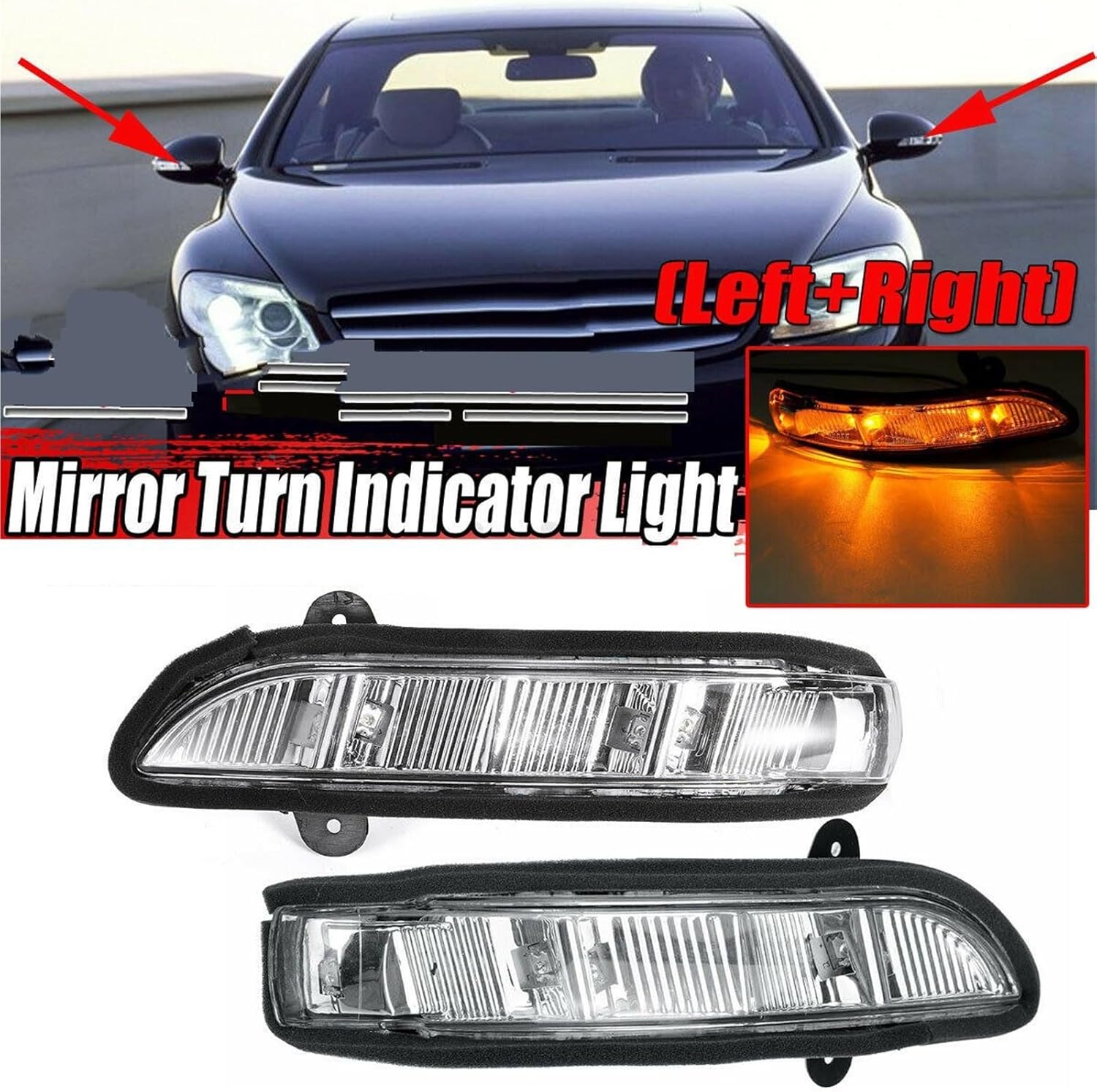バックミラーインジケーター 車フロント LH + RH ドアミラー ターン